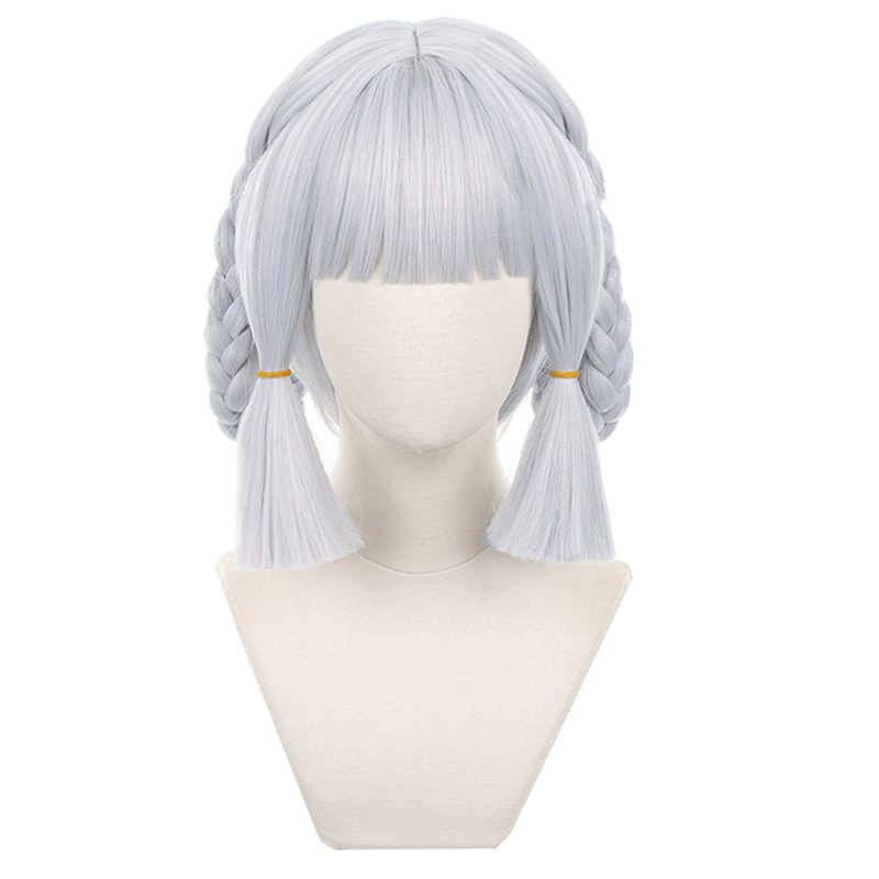 GAME GENSHIN IMPACT Kamisato Ayaka Cosplay Wig Silver Blue 30cm Braid