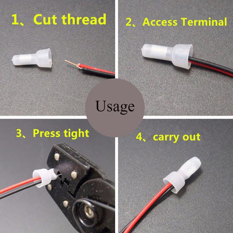 100Pcs Durable CE2X Wire Connectors Crimp Terminals Cap For Electrical