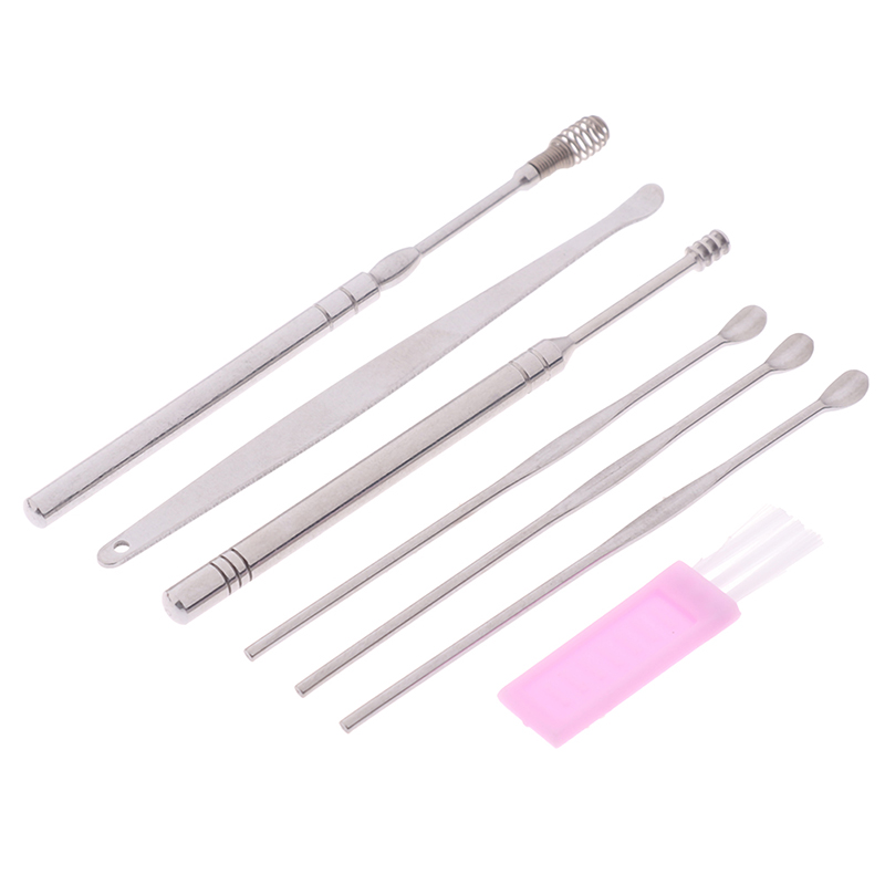 7pcs Stainless Steel Ear Pick Wax Remover Curette Earpick Cleaner Spoon