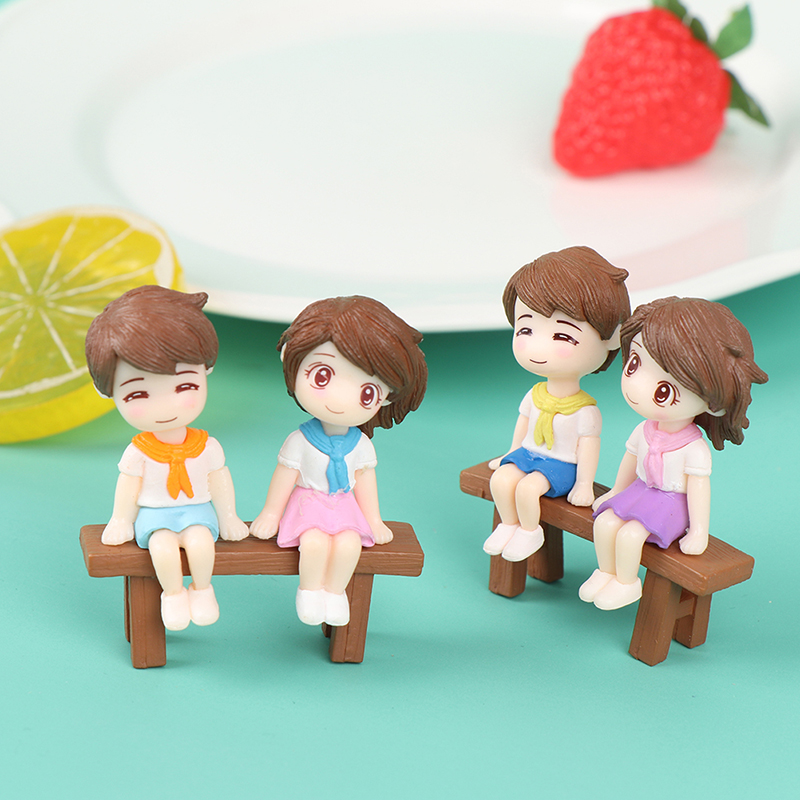 Mini Stool Couples Dolls Fairy Garden Miniatures Decor Dollhouse Action Figu F❤J