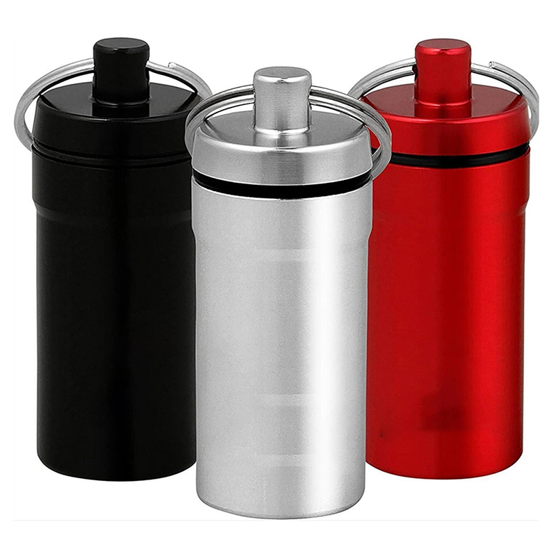 Pill Box Bottle Holder Waterproof Aluminum Container Keychain Medicine Case  - China Pill Box and Pill Bottle