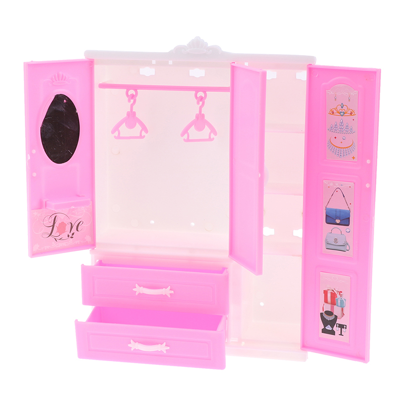 112 16 Dollhouse Miniature Pink Plastic Wardrobe for Dolls House ...