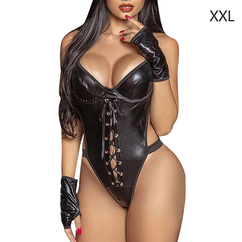 Lingerie Sexy Body Latex Cuir Corps Bandage Dos Nu rotique Costumes Sexy