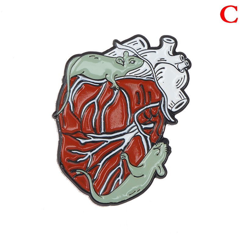 Anatomical Rib Cage Enamel Pin With Flower Human Anatomy Heart