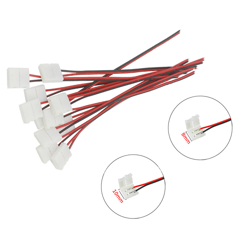 10 Pcs 2 Pin Power 8mm 10mm LED Strips Lights Connector Splice