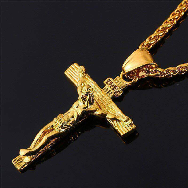 Gold crucifix online pendant mens