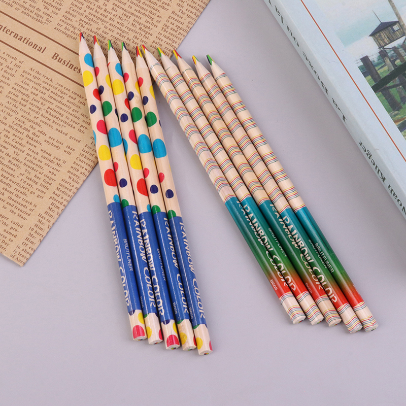 10PCS Creative four-color one core color pencil thin core rainbow p.yp QF