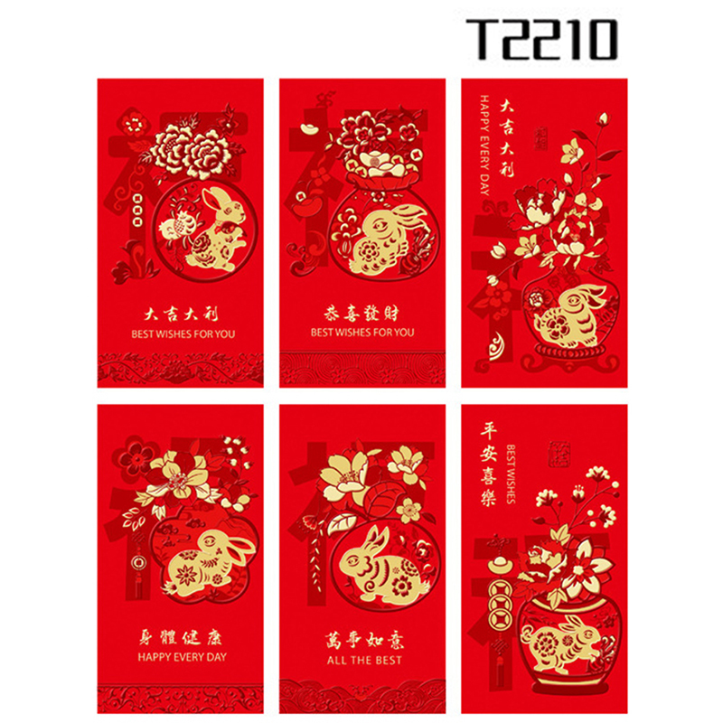 6pcs Chinese Red Packets Red Envelopes Chinese New Year Decor Year