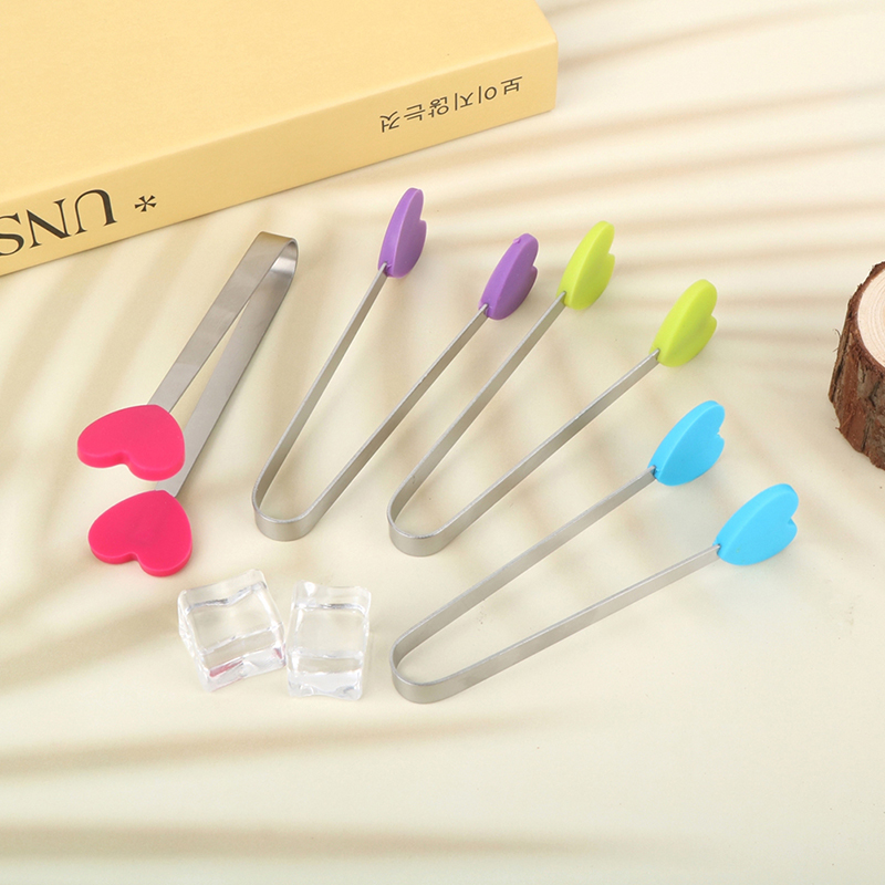 Creative Small Palm Heart Silicone Food Tongs Ice Candy Kitchen Stainless  Steel Non-slip Mini Tongs