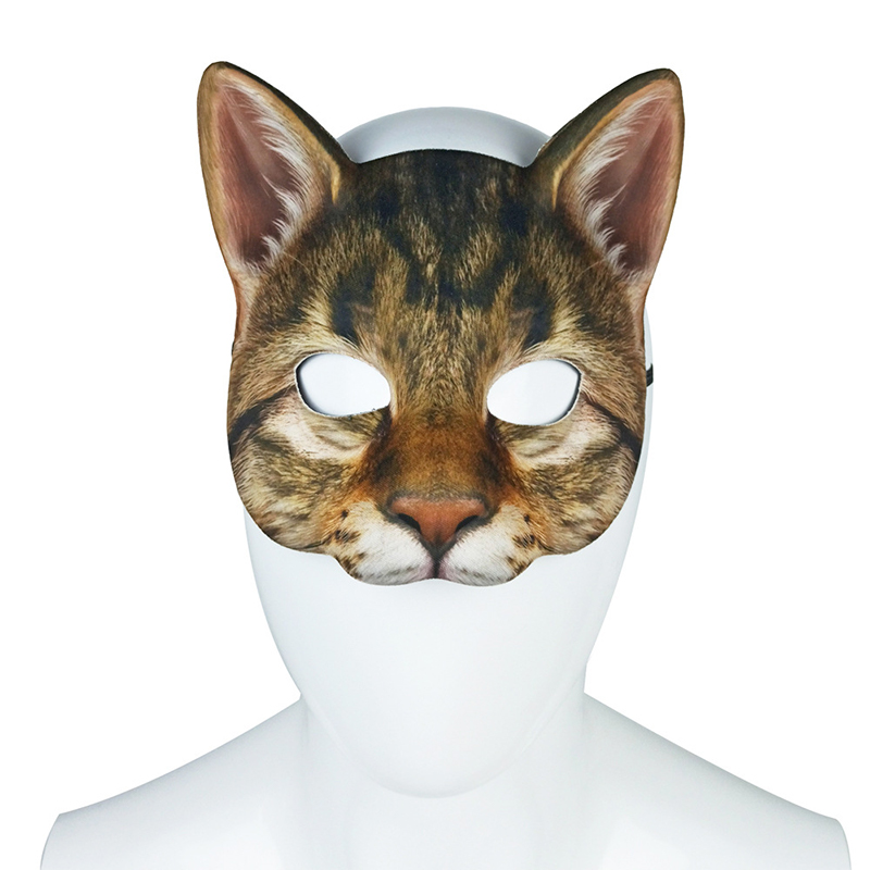 Maschera di Halloween gatto mezza maschera viso oggetti di scena festa  costume adulto gatto M-t