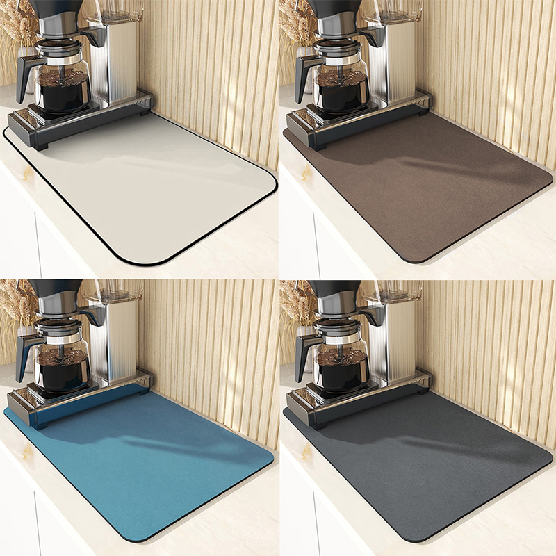 Super Absorbent Coffee Dish Mat Kitchen Counter Draining Pad Quick Drain  Tool for Bathroom Sink Waterproof Non-slip