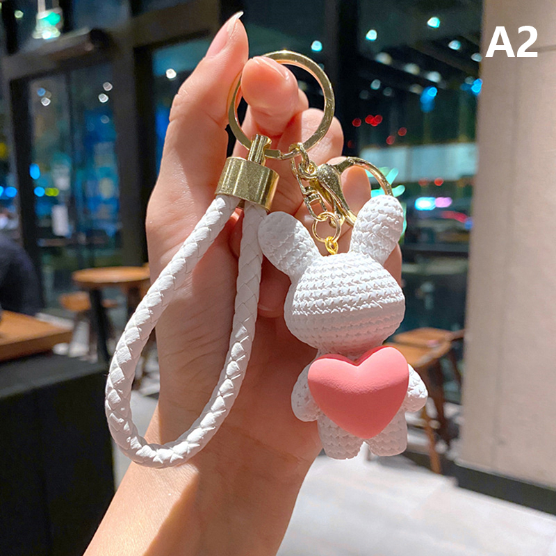 Cartoon Resin Love Rabbit Keychain Men And Women Cute Creative