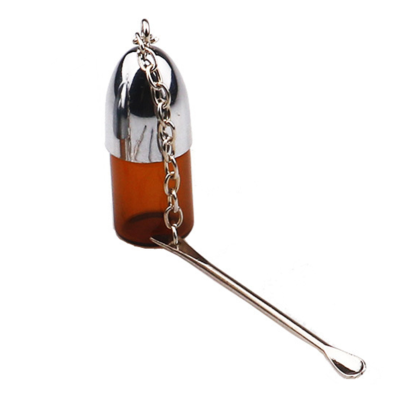 Jewelry  Vial Necklace With Spoon Snuff Container Pill Case