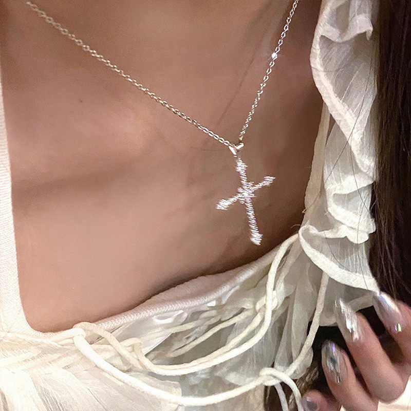 Fashion Women Crystal Zircon Cross Pendant Necklace for Women