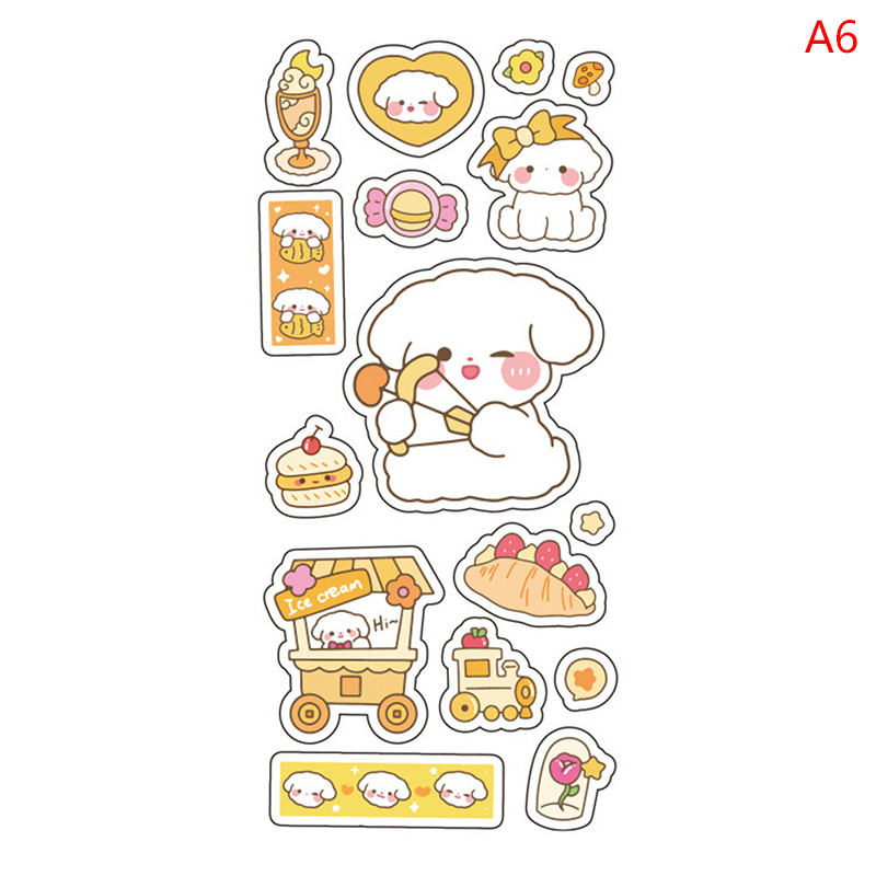 5 Sheets Kawaii Cute Sticker Cartoon Animal Journal Stickers Waterproof