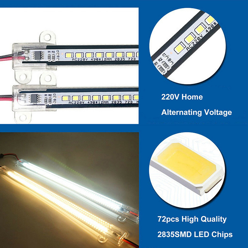 LED Tube Light 220V High Brightness 2835 30cm 50cm 72LEDs LED Bar Lights  Fluorescent Tubes for Showcase Cabinet Kitchen Lighting