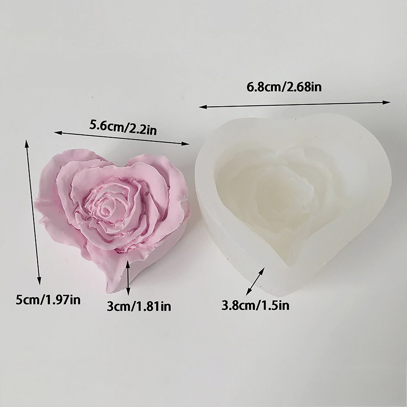 3D Love Rose Candle Silicone Mold DIY Heart Flowers Candle Making