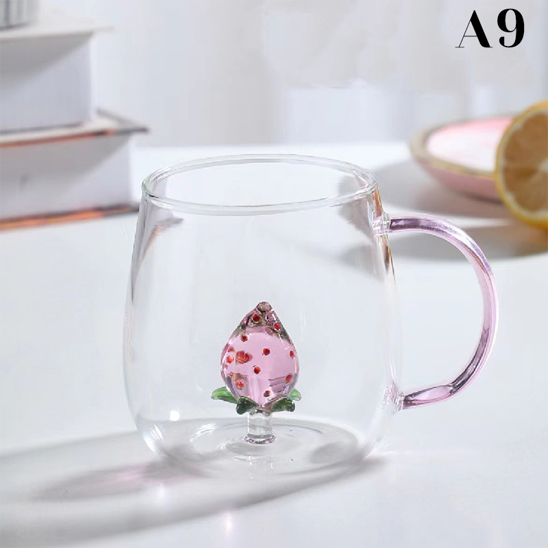 Transparent glass coffee mug with handle 09 3D model