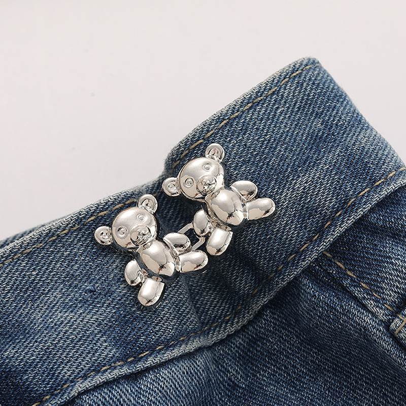 Bear Jeans Button, Adjustable Jean Button Pin, Detachable