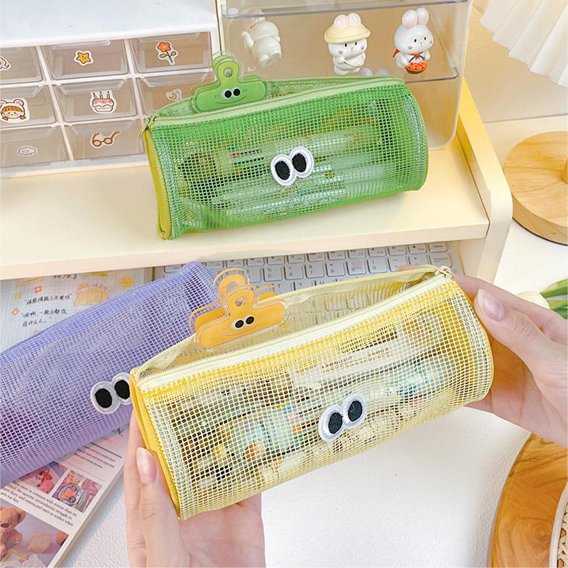 Simple Transparent Large Capacity Green Pencil Pouch