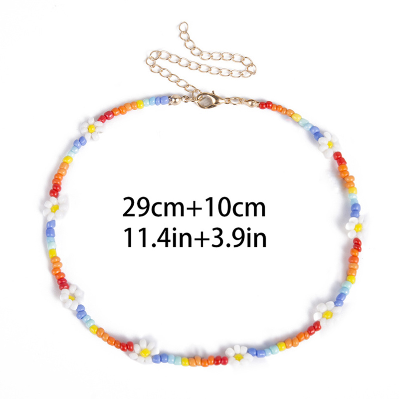 Boho Women Handmade DIY Beaded Flower Choker Necklace Charm Chain Jewelry  N^y^