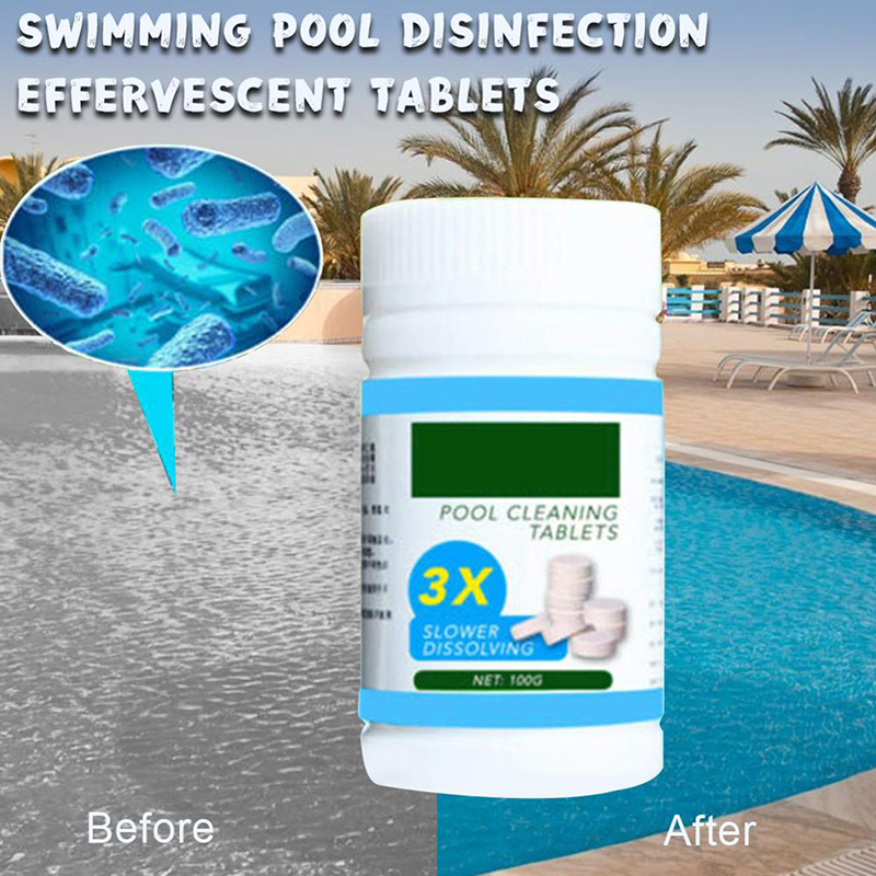 100Pcs Pool Cleaning Tablet Effectively Purify Water Crystal Clear