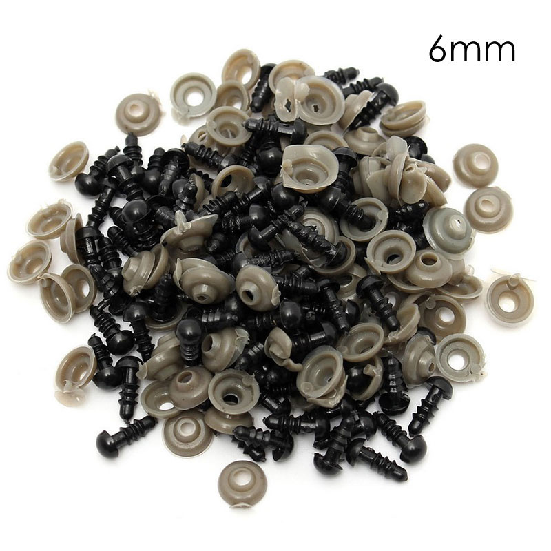 X 150 mixte yeux de sécurité plastique rond 12 et 8 mm couleur/6 à 12 mm  noir œil de doudou/pluche+embouts+boite de rangement - Un grand marché