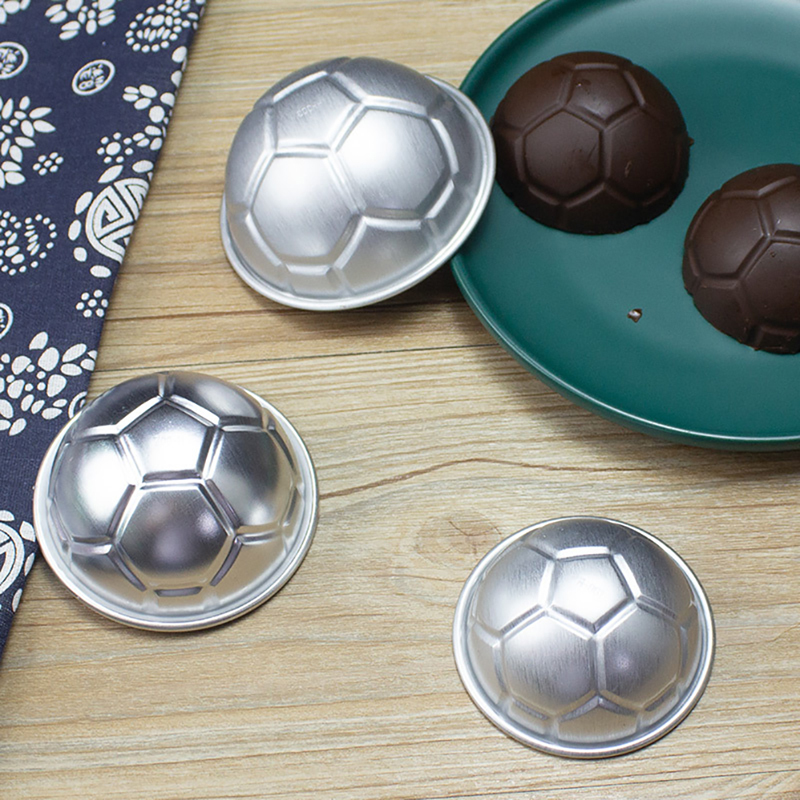 2 Pcs Kitchen Baking Tools DIY 3D Football Shape Bath Bomb Cake Mold  Aluminum Ball Sphere Non-toxic Cake Chocolate Pan Mold