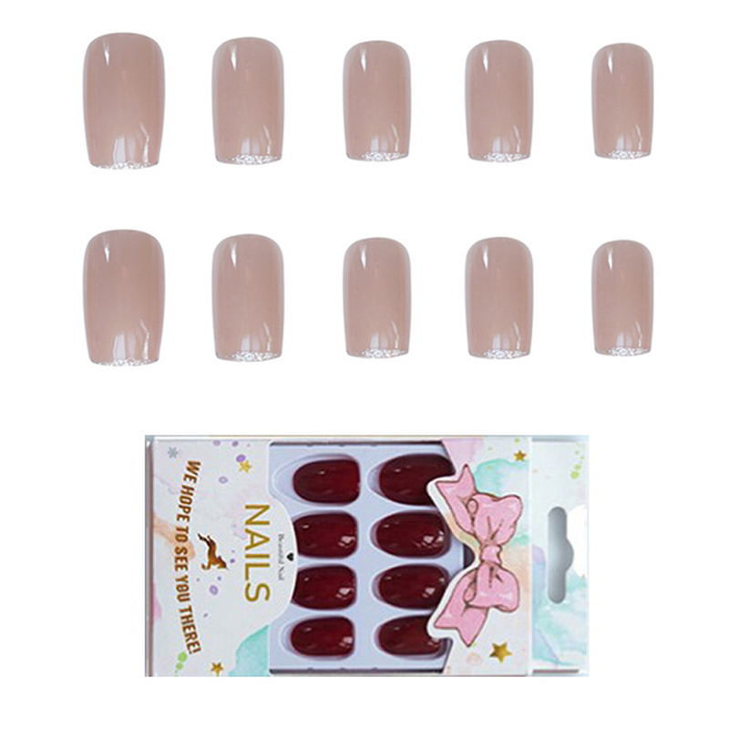 24pcs/Set Detachable Long Coffin Fake Nails Fenyin French Style Full ...