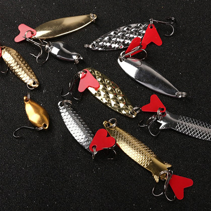 100-10PCS/Pack Lure Bait Metal Spinner Lure Spoon Set Sequin