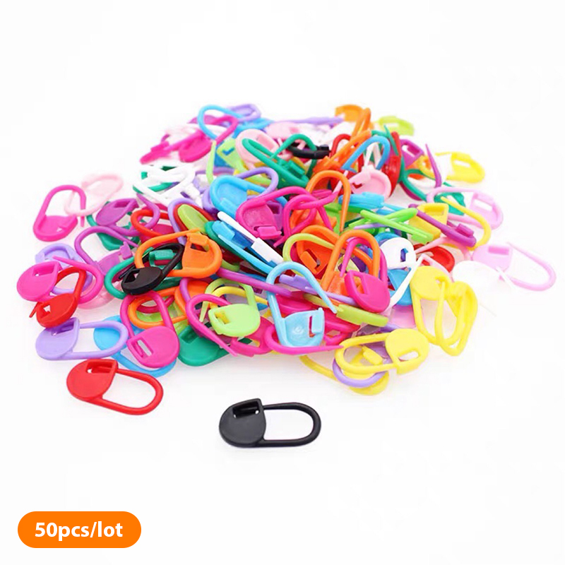 50pcs Mixed Color Plastic Knitting Stitch Counter