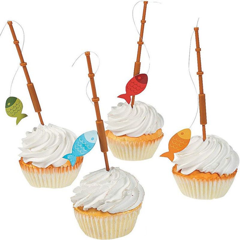 3 Pieces Mini Fishing Rod Decorations Mini Cupcake Sticks Cake Decorations$p  D❤6