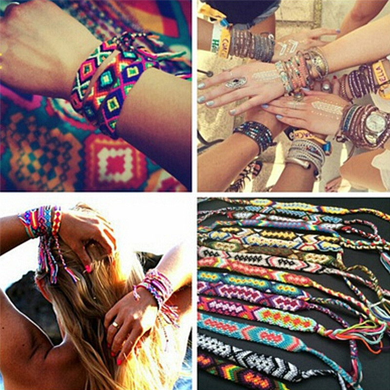 Bracelet l'amitié tissé à la main corde chaîne hippy hippie  broderiebracelet-lm